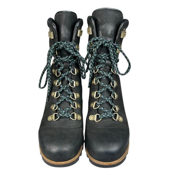 Sorel Women’s Conquest Black Leather Wedge Bootie Size US 7.5 - Picture 7 of 10